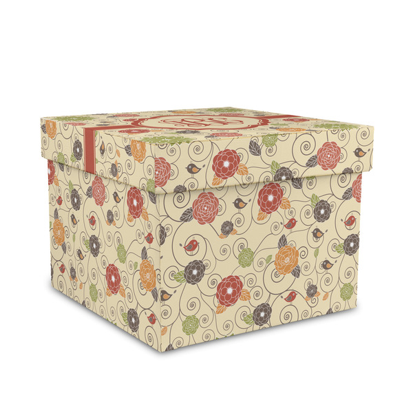 Custom Fall Flowers Gift Box with Lid - Canvas Wrapped - Medium (Personalized)