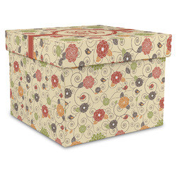 Fall Flowers Gift Box with Lid - Canvas Wrapped - X-Large (Personalized)