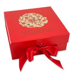 Fall Flowers Gift Box with Magnetic Lid - Red (Personalized)