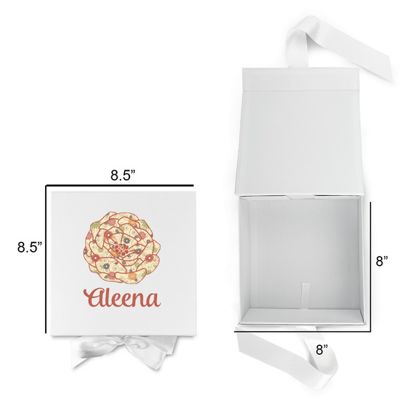 Fall Flowers Gift Boxes with Magnetic Lid - White - Open & Closed