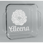 Fall Flowers Glass Cake Dish - 8in x 8in (Personalized)