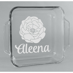 Fall Flowers Glass Cake Dish - 8in x 8in (Personalized)