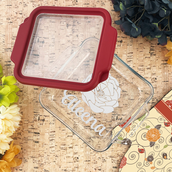 Fall Flowers Glass Cake Dish - LIFESTYLE (8x8)