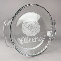Fall Flowers Glass Pie Dish - 9.5in Round (Personalized)