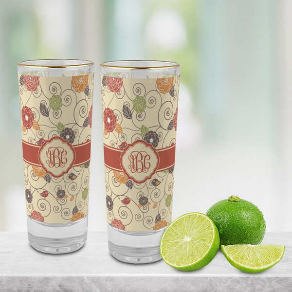 Fall Flowers Glass Shot Glass - 2 oz - LIFESTYLE