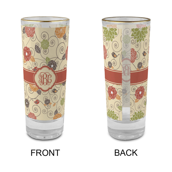 Fall Flowers Glass Shot Glass - 2 oz - Single - APPROVAL