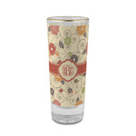 Fall Flowers 2 oz Shot Glass -  Glass with Gold Rim - Set of 4 (Personalized)