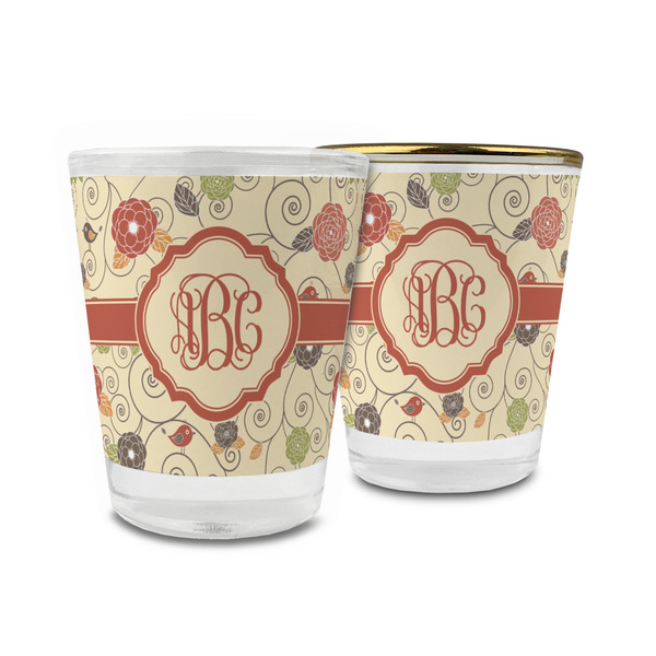Custom Fall Flowers Glass Shot Glass - 1.5 oz (Personalized)
