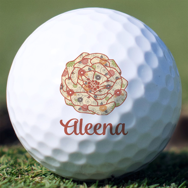 Custom Fall Flowers Golf Balls - Titleist Pro V1 - Set of 3 (Personalized)