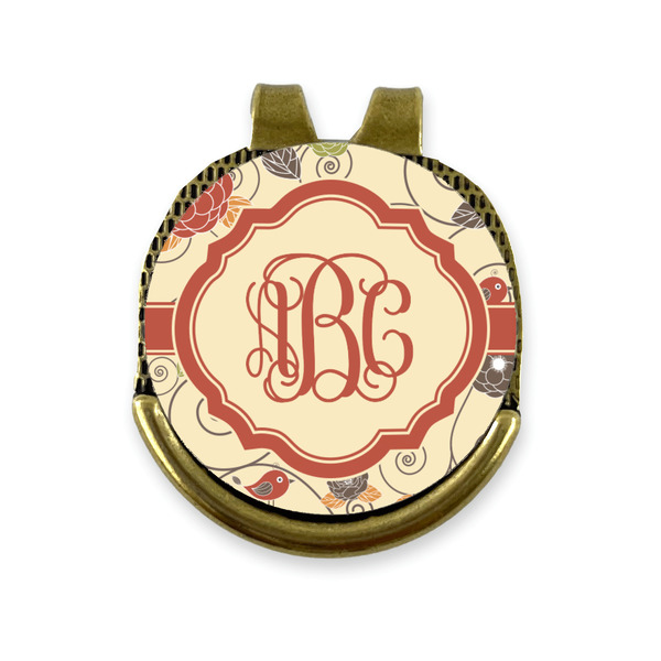 Custom Fall Flowers Golf Ball Marker - Hat Clip - Gold