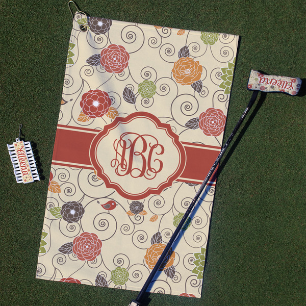 Custom Fall Flowers Golf Towel Gift Set (Personalized)