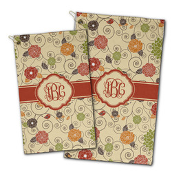 Fall Flowers Golf Towel - Poly-Cotton Blend w/ Monograms