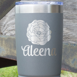 Fall Flowers 20 oz Stainless Steel Tumbler - Grey - Double Sided (Personalized)