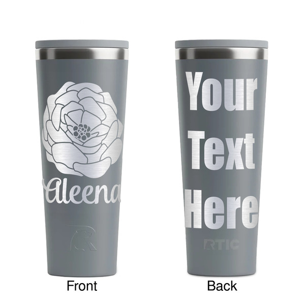 Fall Flowers Grey RTIC Everyday Tumbler - 28 oz. - Front and Back