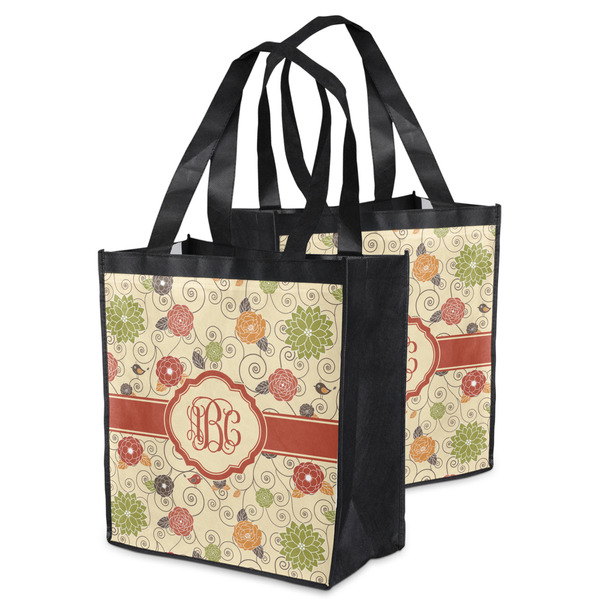 Fall Flowers Grocery Bag - MAIN