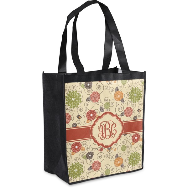 Custom Fall Flowers Grocery Bag (Personalized)