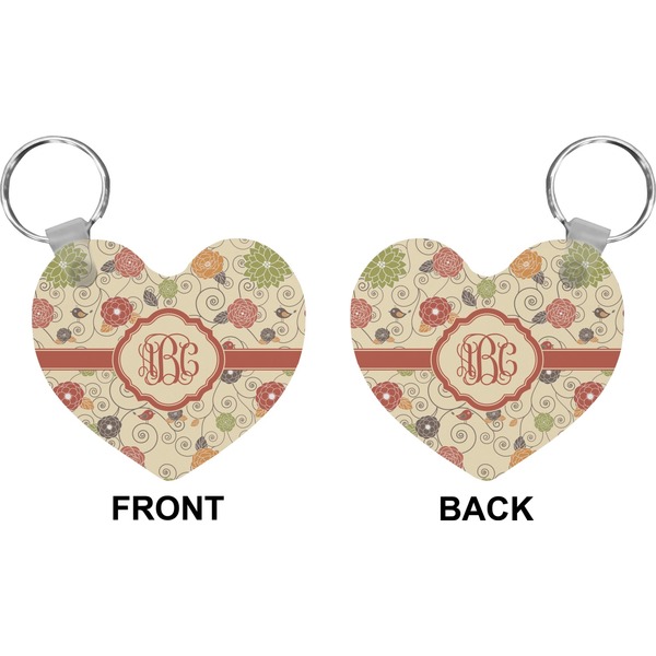 Fall Flowers Heart Keychain (Front + Back)