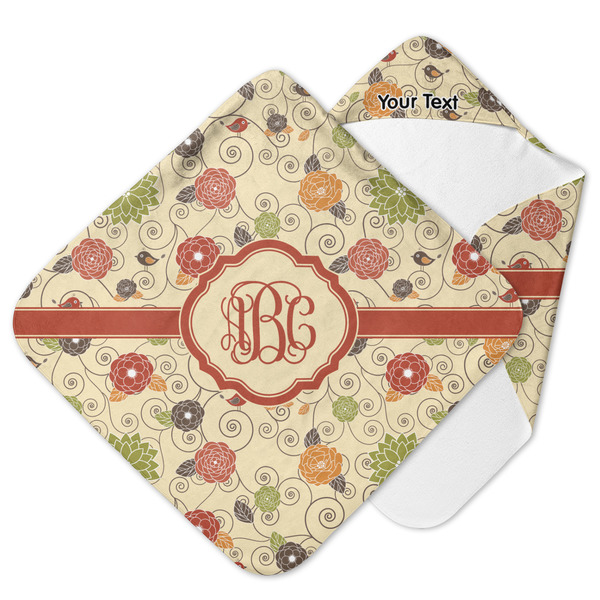 Custom Fall Flowers Hooded Baby Towel (Personalized)