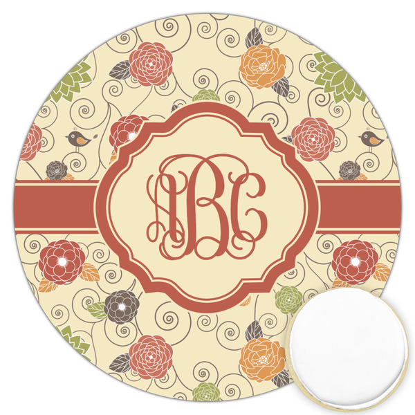 Custom Fall Flowers Printed Cookie Topper - 3.25" (Personalized)