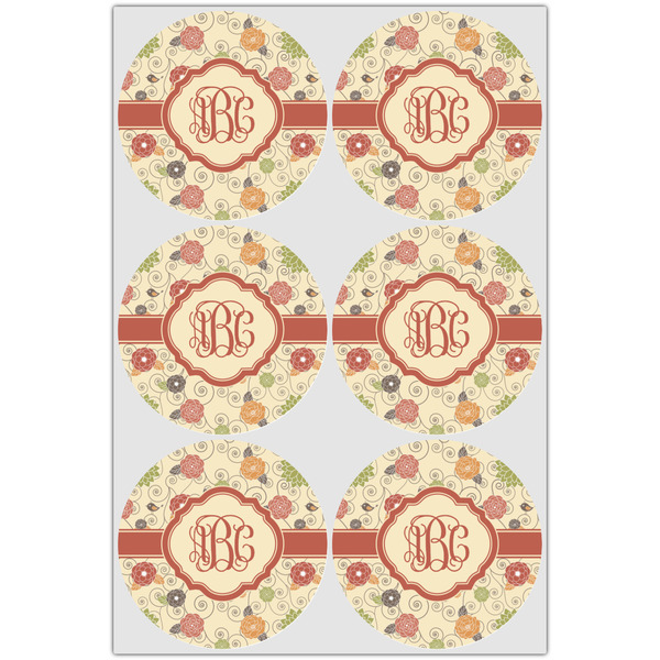 Fall Flowers Icing Circle - Large - Set of 6