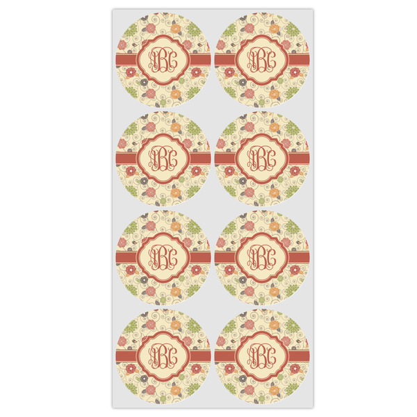 Fall Flowers Icing Circle - Medium - Set of 8