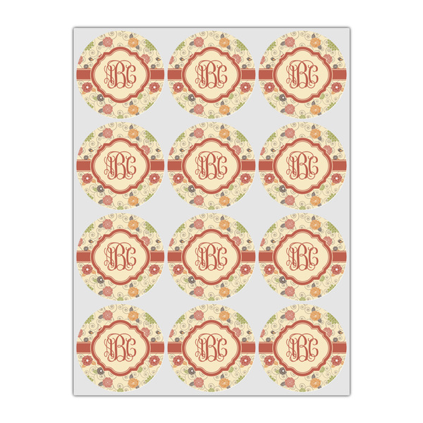 Fall Flowers Icing Circle - Small - Set of 12