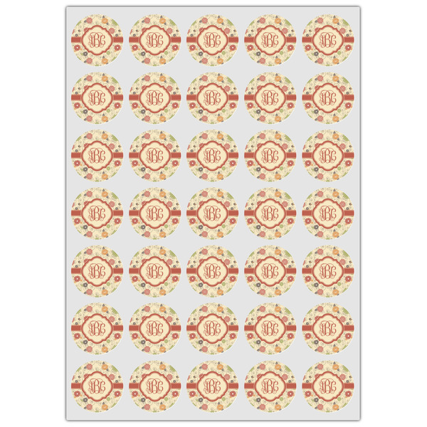 Fall Flowers Icing Circle - XSmall - Set of 35