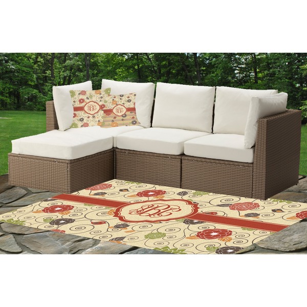 Fall Flowers Outdoor Mat & Cushions