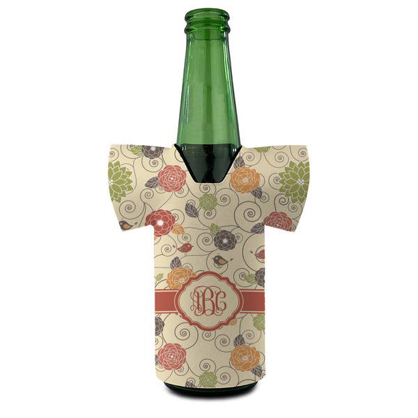 Fall Flowers Jersey Bottle Cooler - Set of 4 - FRONT (on bottle)