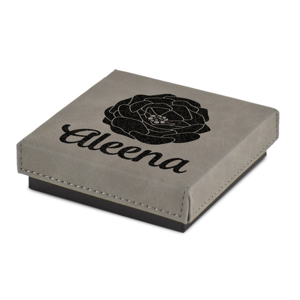 Custom Fall Flowers Jewelry Gift Box - Engraved Leather Lid (Personalized)