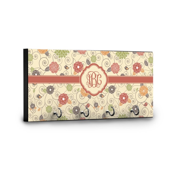 Fall Flowers Key Hanger - Front View with Hooks