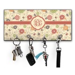 Fall Flowers Key Hanger w/ 4 Hooks w/ Monogram