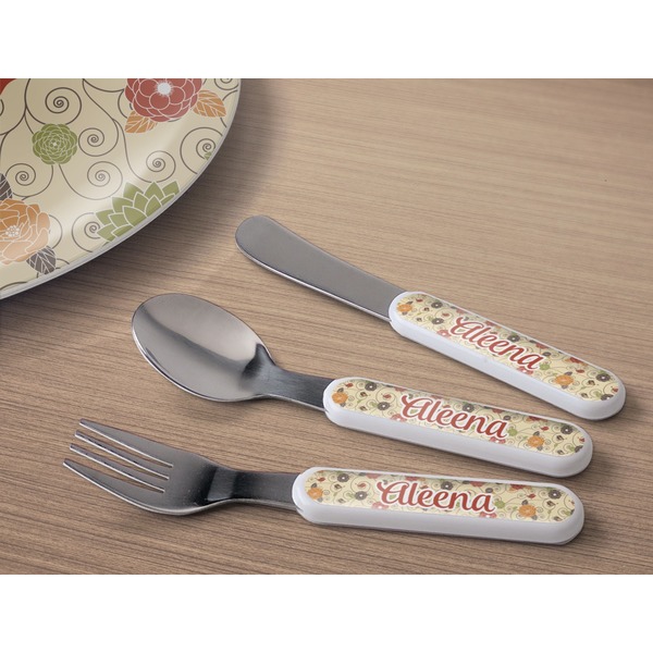 Fall Flowers Kids Flatware w/ Plate