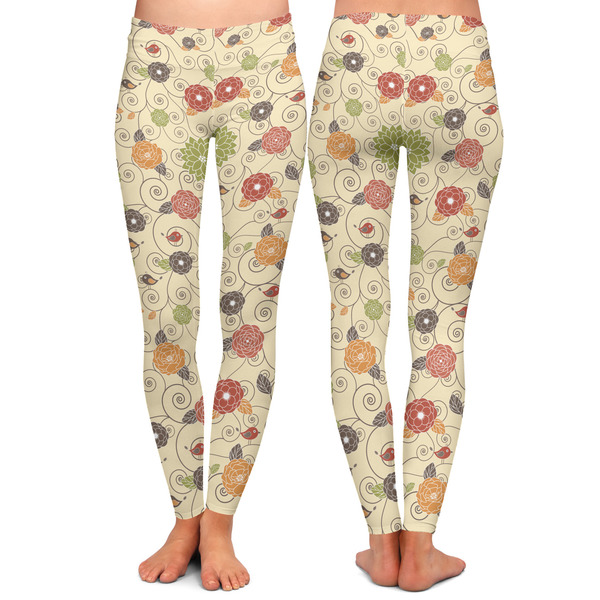 Fall Flowers Ladies Leggings - Front and Back