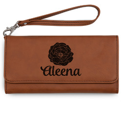 Fall Flowers Ladies Leatherette Wallet - Laser Engraved (Personalized)