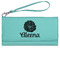 Fall Flowers Ladies Wallet - Leather - Teal - Front View