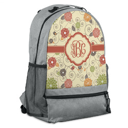 Fall Flowers Backpack - Grey (Personalized)