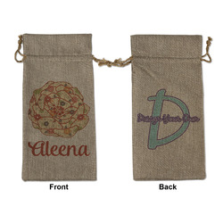 Fall Flowers Large Burlap Gift Bag - Front & Back (Personalized)