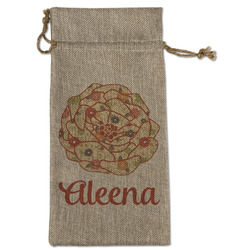 Fall Flowers Large Burlap Gift Bag - Front (Personalized)