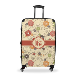 Fall Flowers Suitcase - 28" Large - Checked w/ Monogram