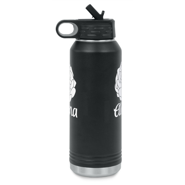 Fall Flowers Laser Engraved Water Bottles - Front & Back Engraving - Side View