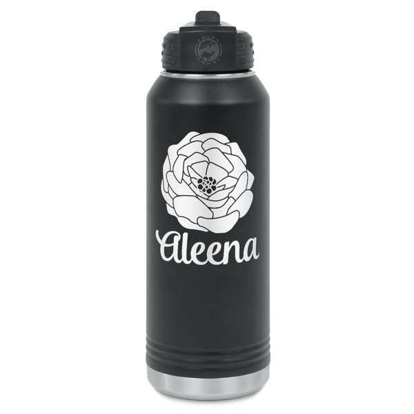 Custom Fall Flowers Water Bottle - Laser Engraved - Front (Personalized)