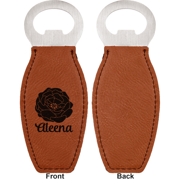 Fall Flowers Leather Bar Bottle Opener - Front and Back (single sided)