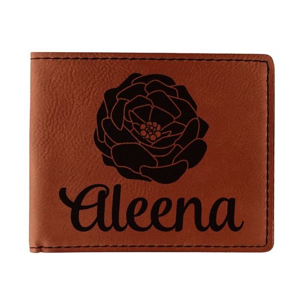 Custom Fall Flowers Leatherette Bifold Wallet - Double Sided (Personalized)