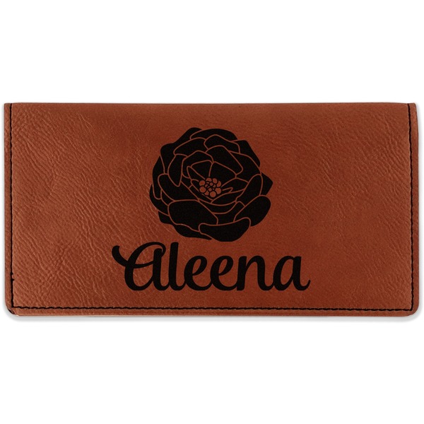 Custom Fall Flowers Leatherette Checkbook Holder - Double Sided (Personalized)