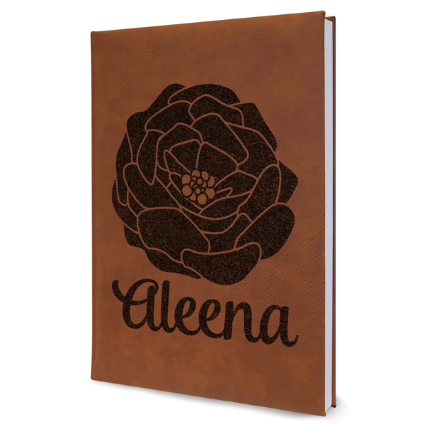 Custom Fall Flowers Leather Sketchbook - Large - Double Sided (Personalized)