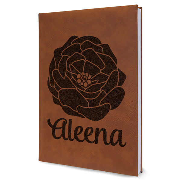 Custom Fall Flowers Leather Sketchbook - Large - Single Sided (Personalized)