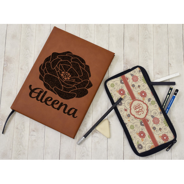 Fall Flowers Leather Sketchbook - Small - Single Sided - In Context