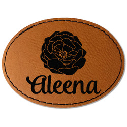 Fall Flowers Faux Leather Iron On Patch - Oval (Personalized)