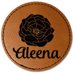 Fall Flowers Faux Leather Iron On Patch - Round (Personalized)